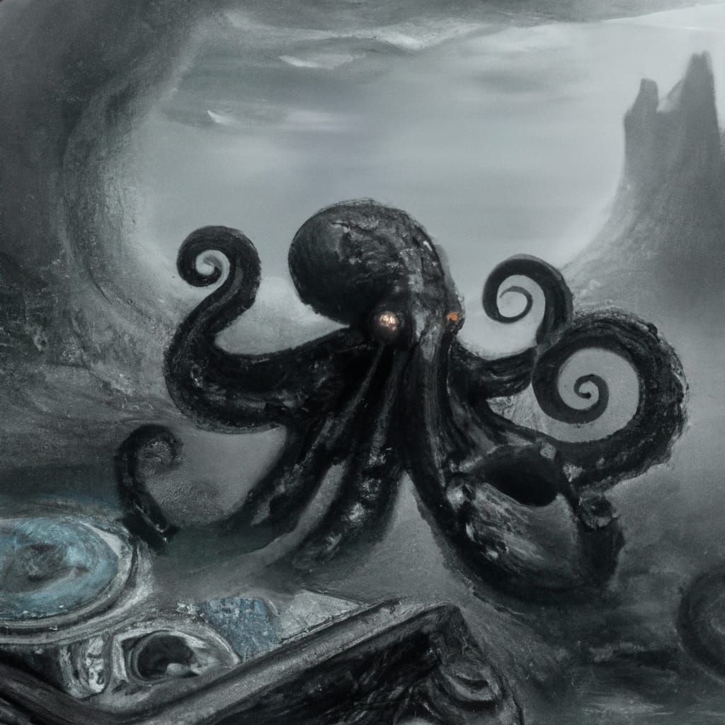 Horrific Octopus Demon in Ethereal Fantasy Style