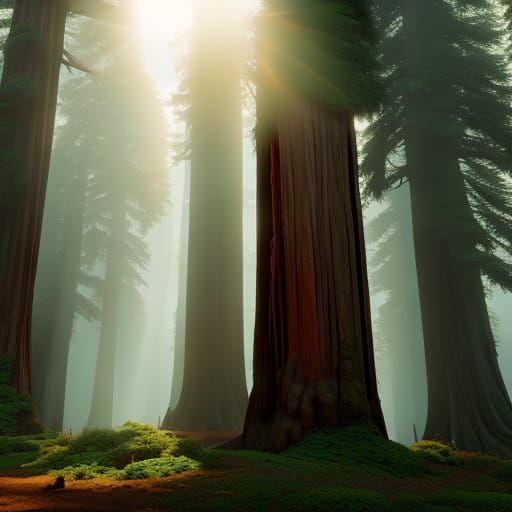 Redwood Grandfather Clock: Pixar-Style 3D Digital Art
