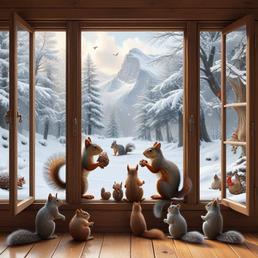 Squirrels in Winter Wonderland