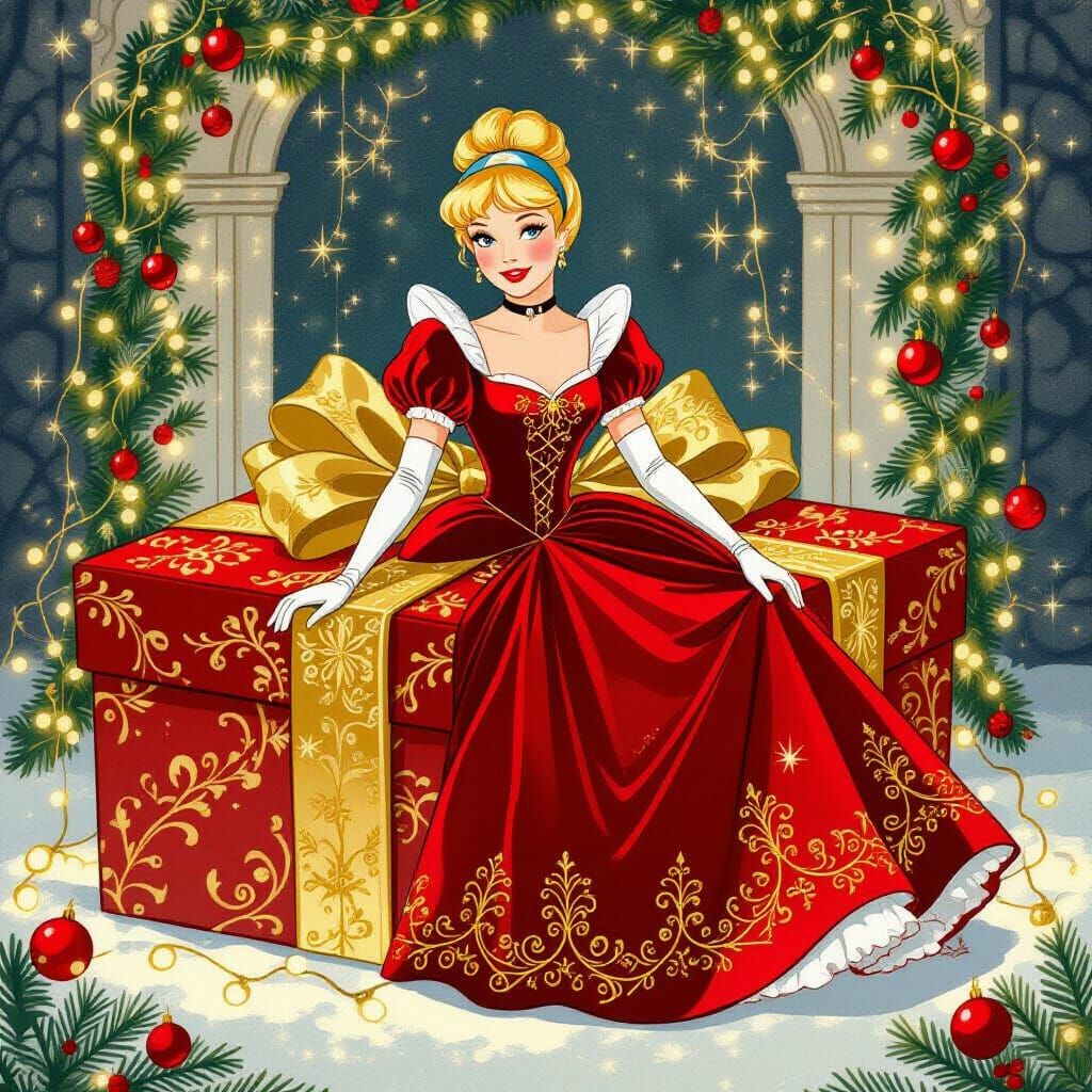Cinderella's Christmas Dream in Whimsical Style