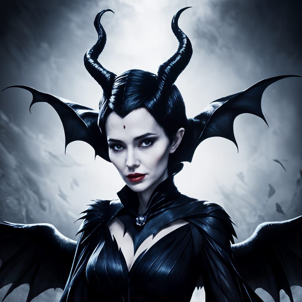 Stylized Horned Woman Portrait