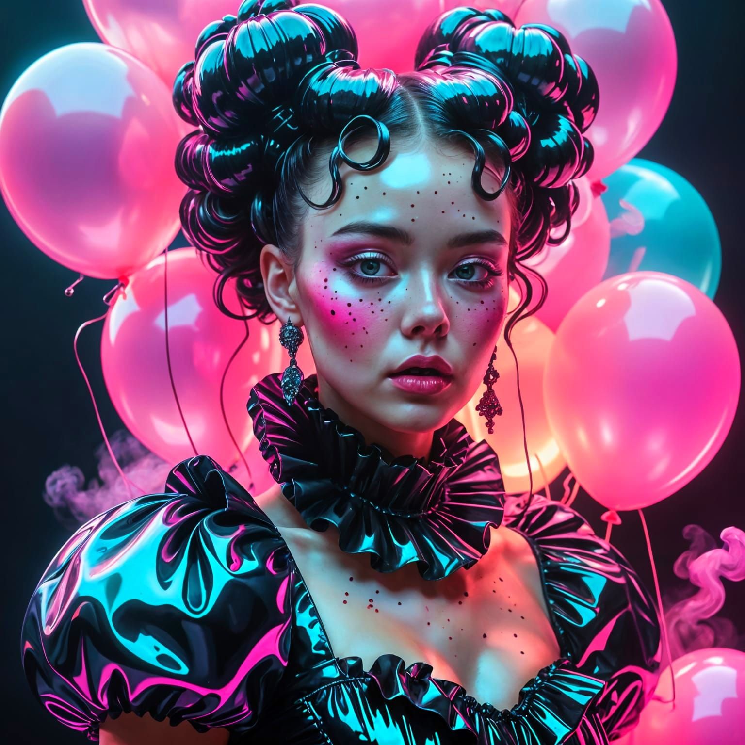 Balloon Dress in Rococo Style, Synthwave Fashion