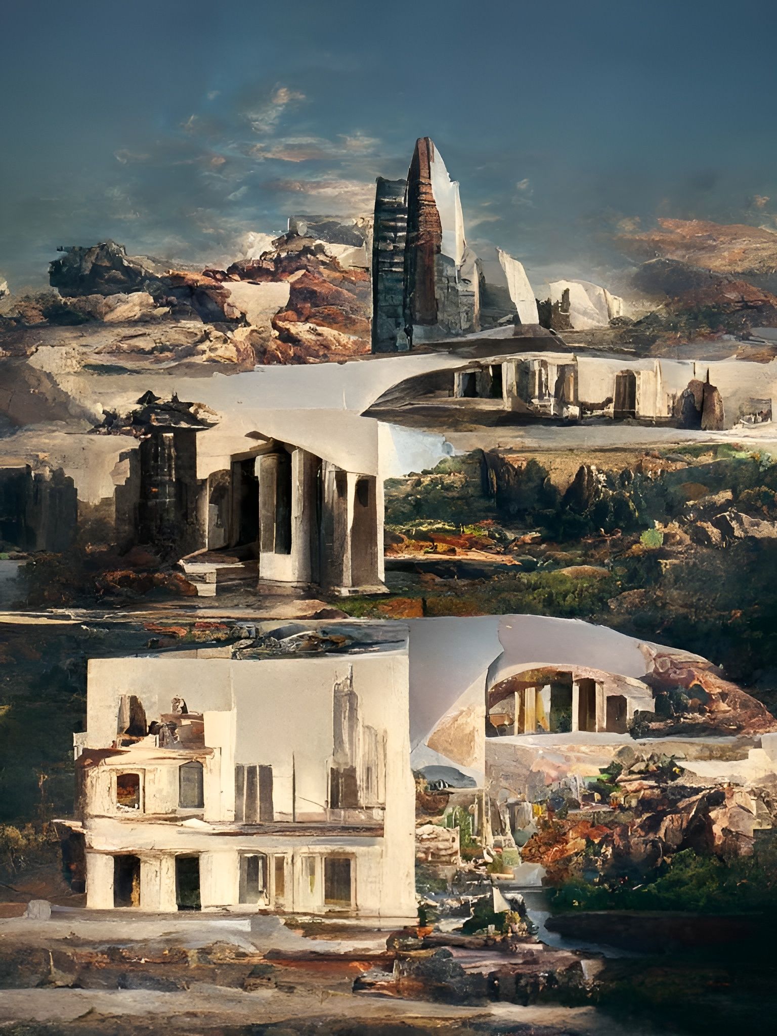 Architectural Collage of Past, Present, Future