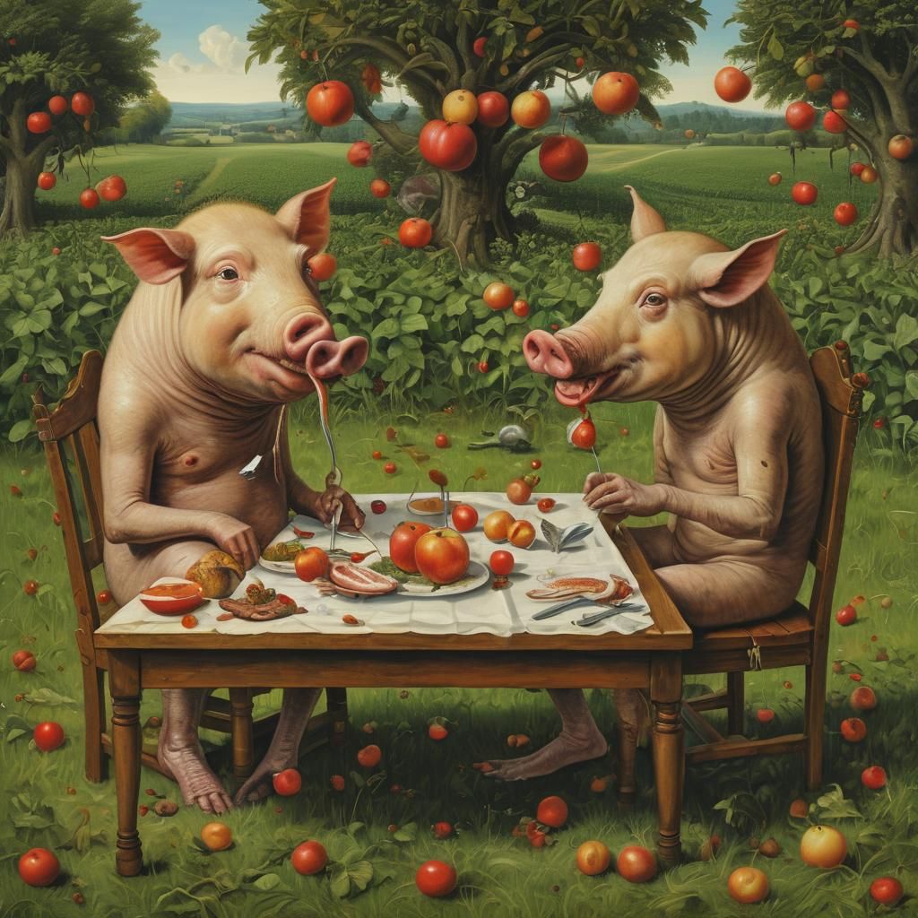 Surreal Creatures Feast on Fish Apples