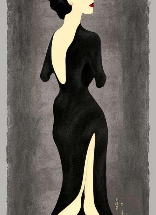 Long Cool Woman: Art Nouveau Film Noir Painting