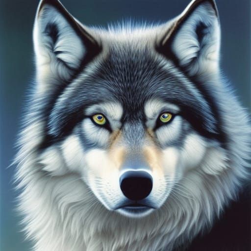 Mystical Wolf Portrait in Gothic Horror Style