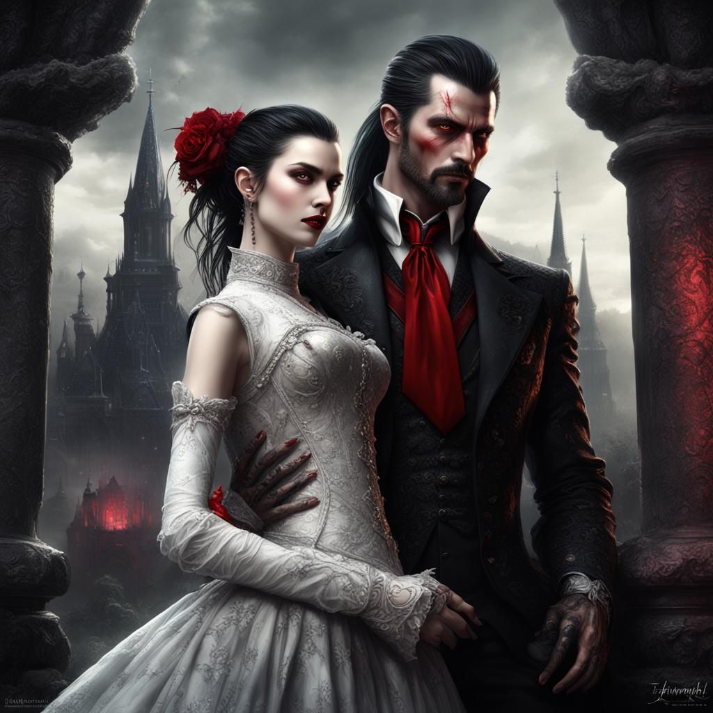 Gothic Vampire Couple in Luis Royo Style