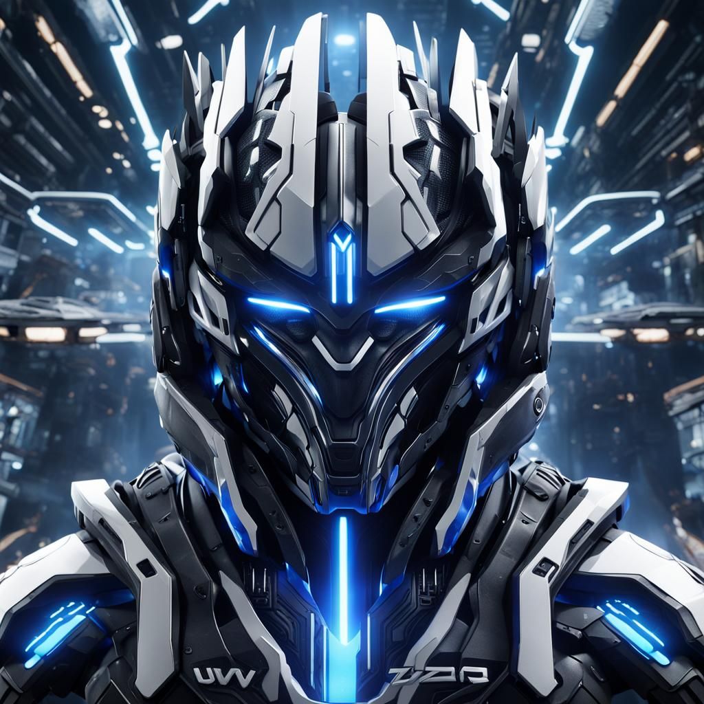 Futuristic Logo Design with Black, Blue, and White