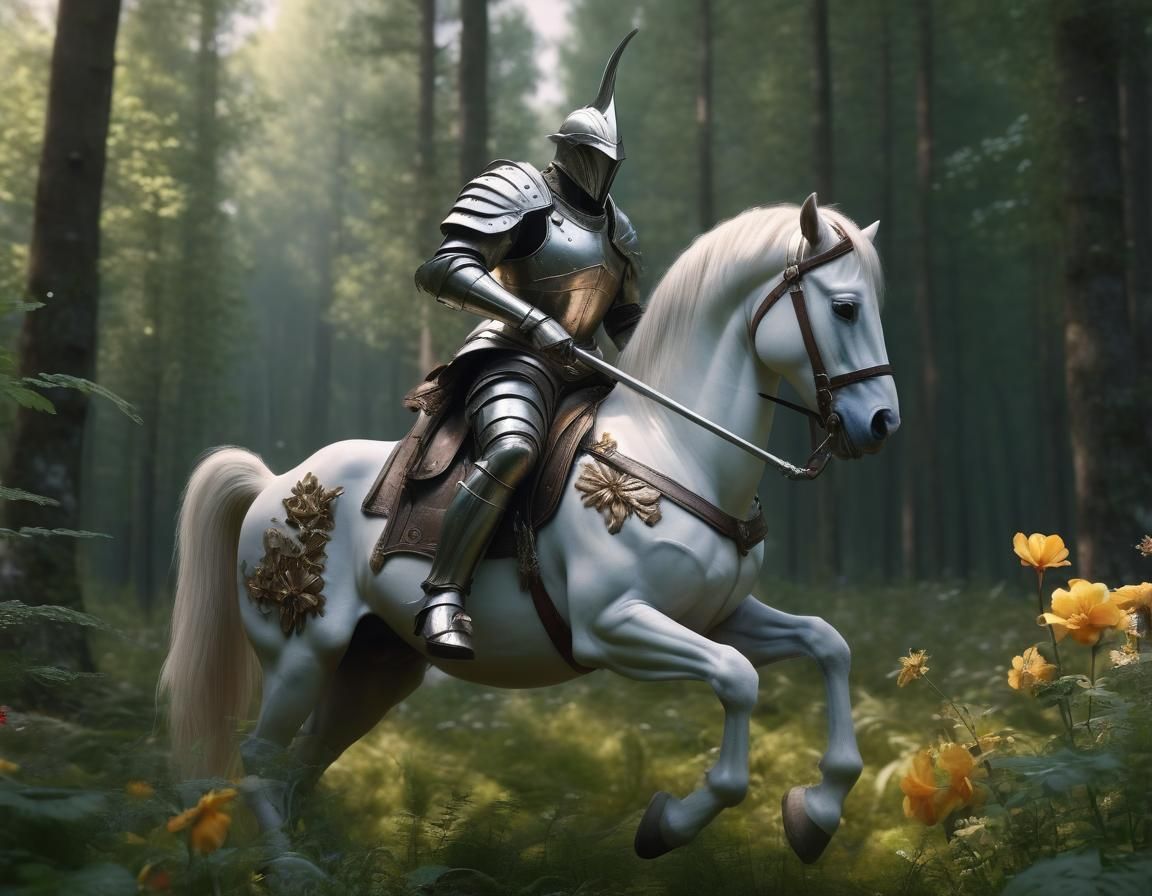 Armored Centaur in Forest as Oil Painting