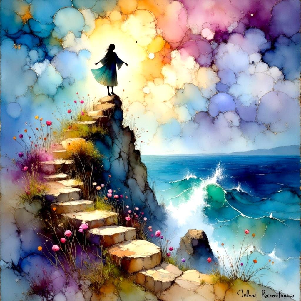 Soulful Love Amidst Vibrant Landscapes in Impressionist Ink ...