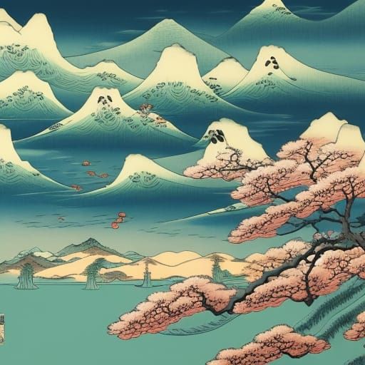 Ukiyo-e Painting of Changing Seasons