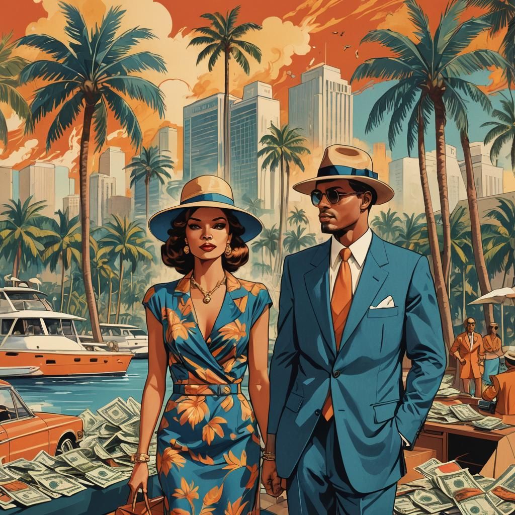 Retro Album Art: Woman, Yacht, Burning City