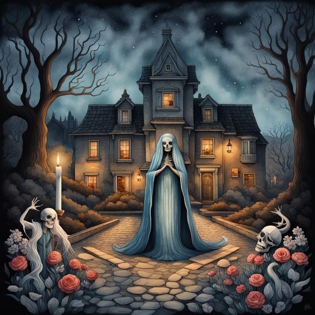 La Llorona in Art Deco Watercolour Village