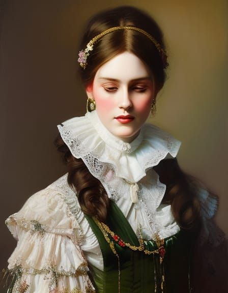 Victorian Beauty Portrait in Oil Painting Style