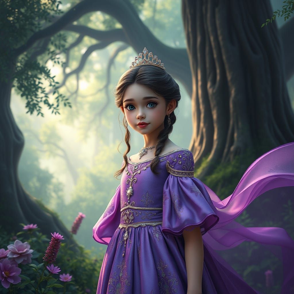 Enchanted Princess in Lavender Dreamscape
