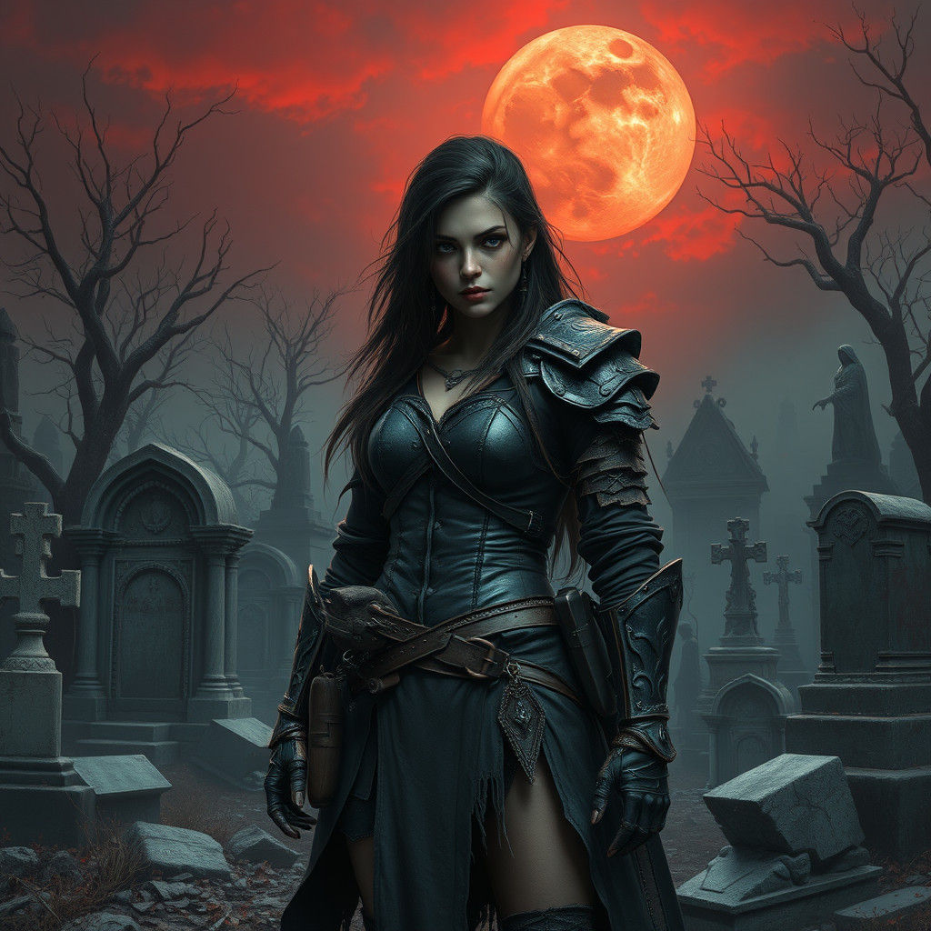 Warrior Queen Defies Death in Crimson Necropolis