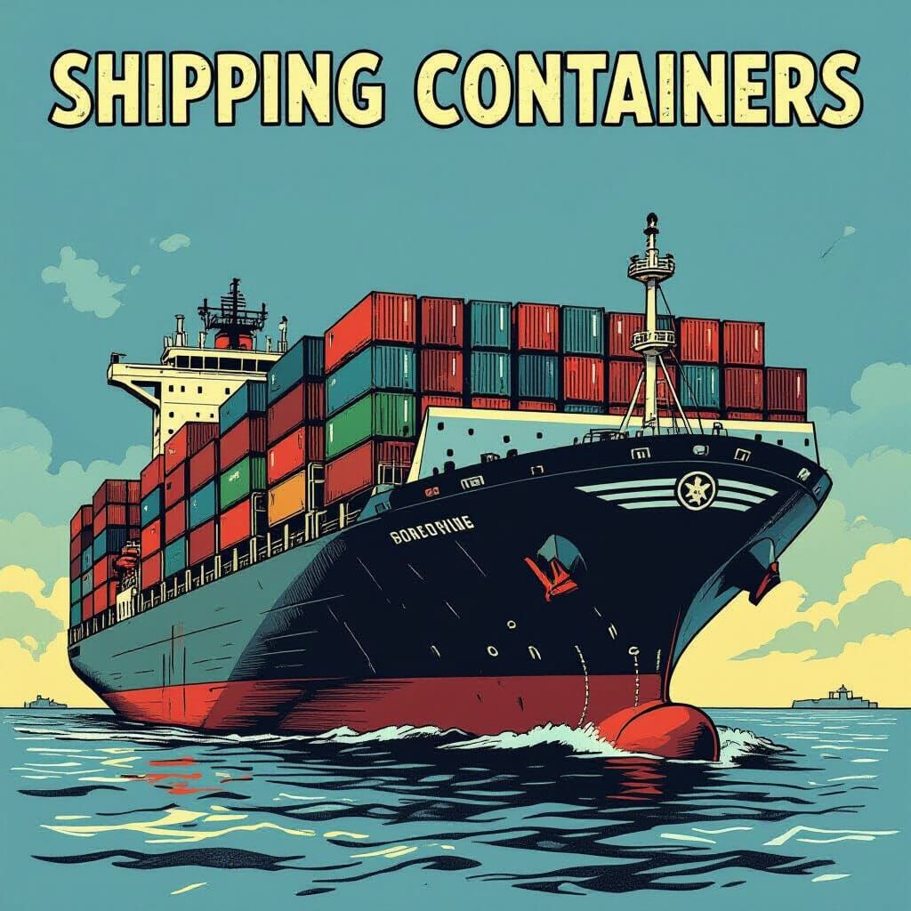 Cargo Ship with Shipping Containers - Illuminati Card Game S...