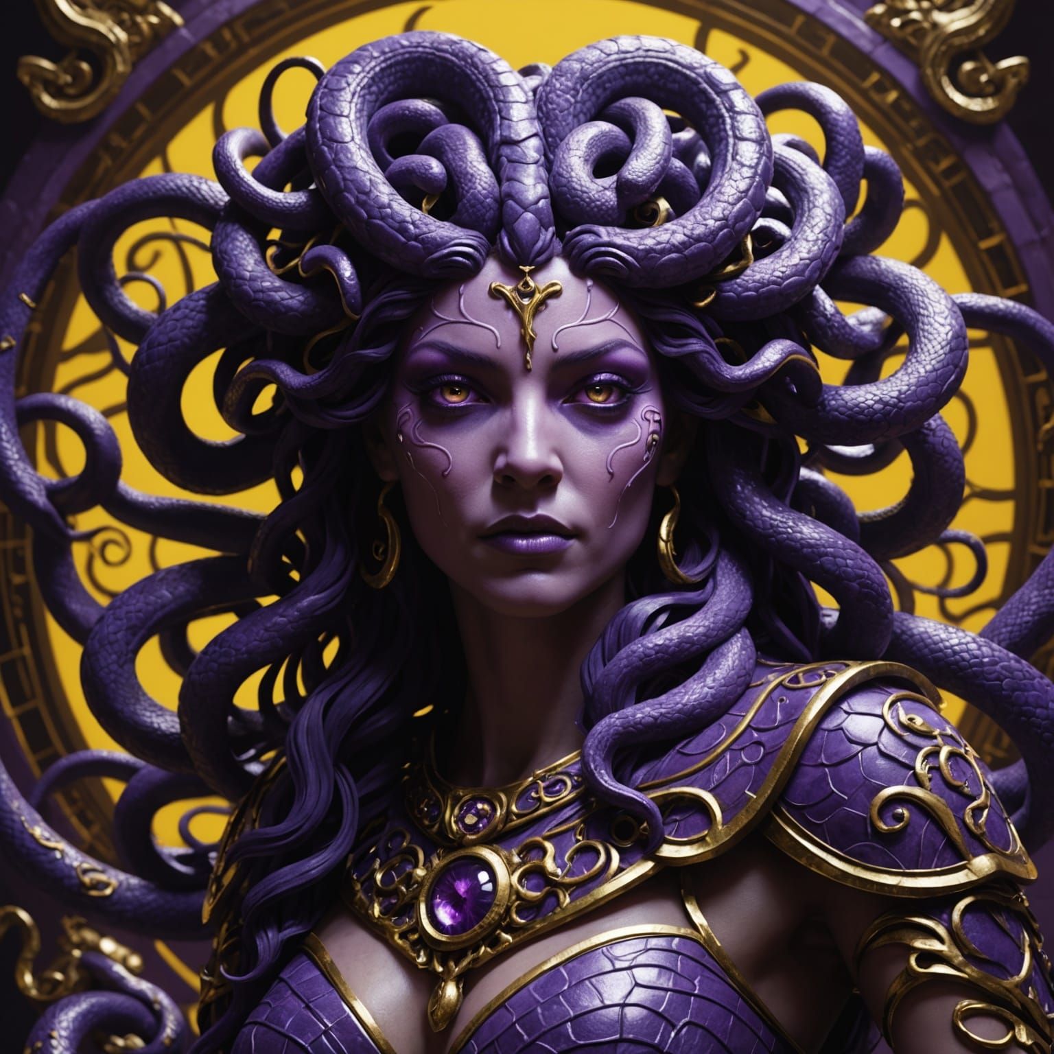Purple Gorgon: Dark Fantasy Concept Art