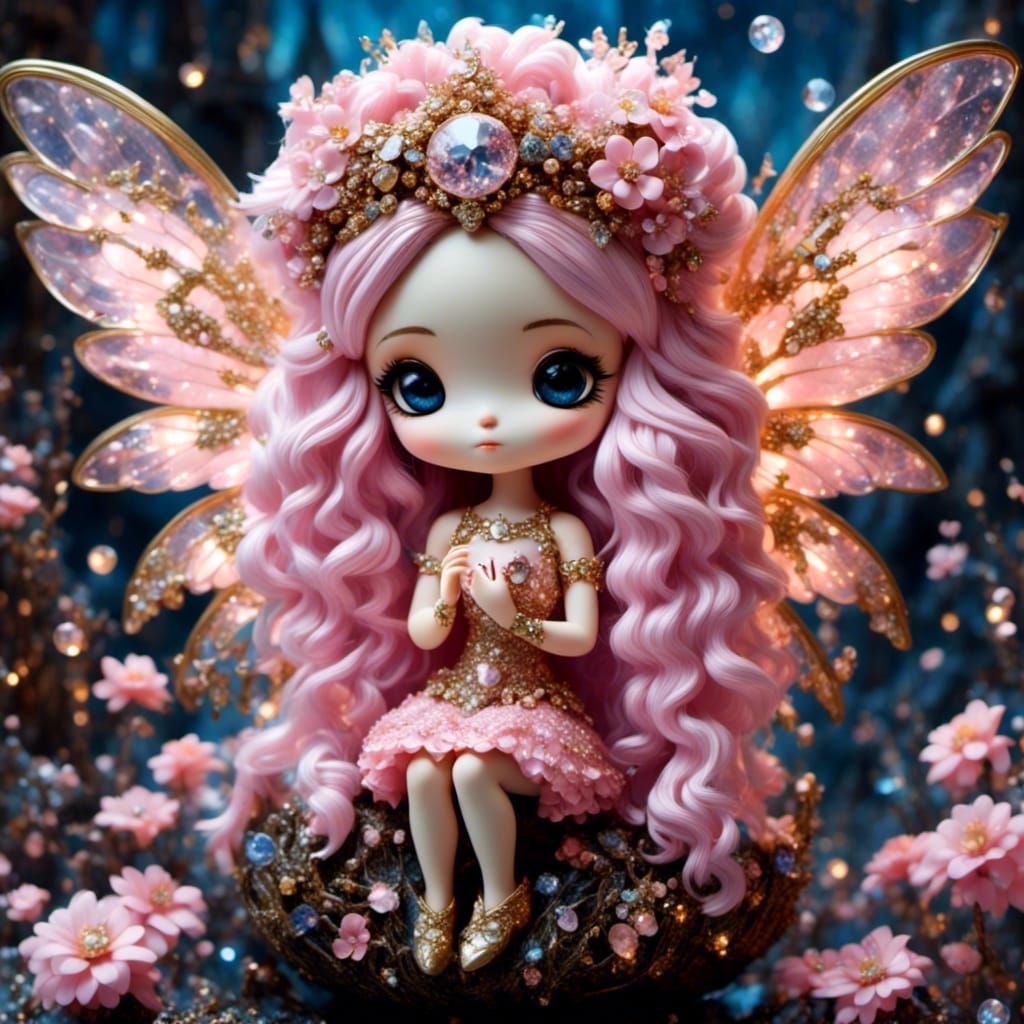 Chibi Pink Koala with Fairy Wings in Fairyland