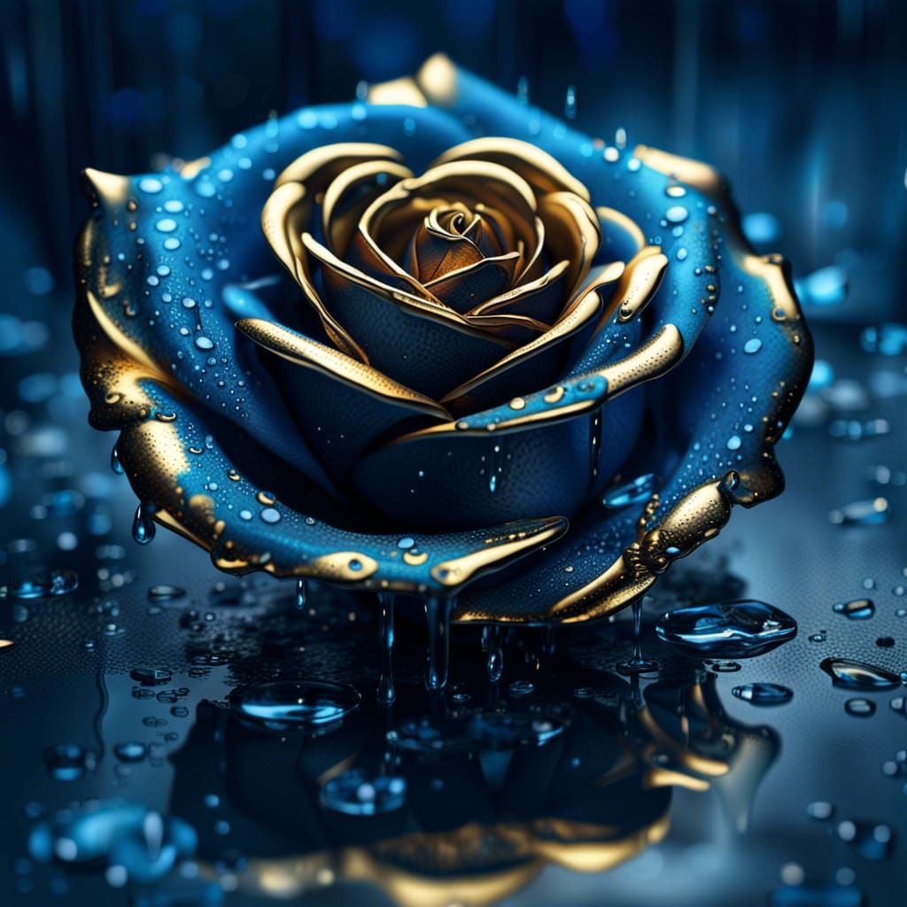 Beautiful Glass Rose with Water Droplets