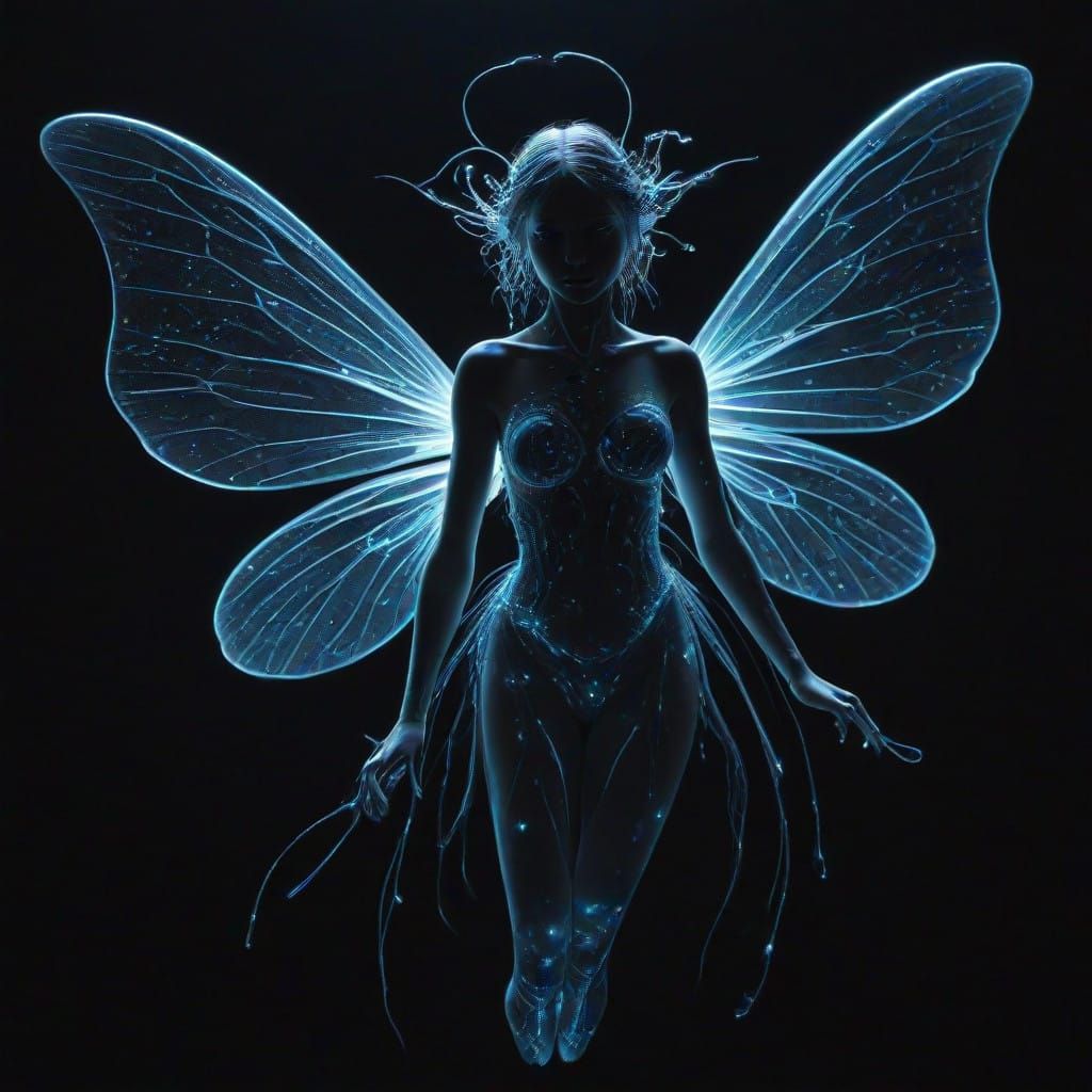 Glowing Fairy Dances Among Stars