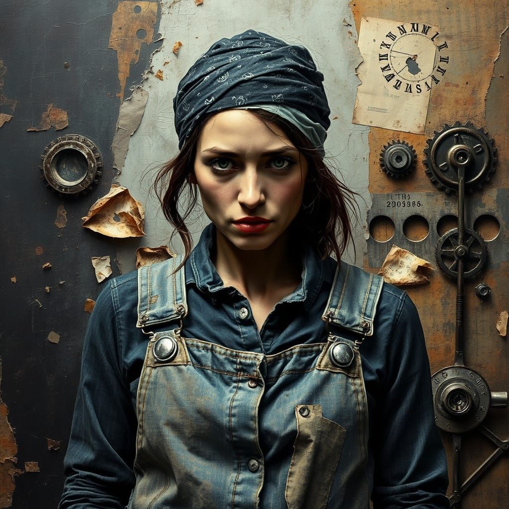 Mother Mechanic in Gritty Textured Portrait