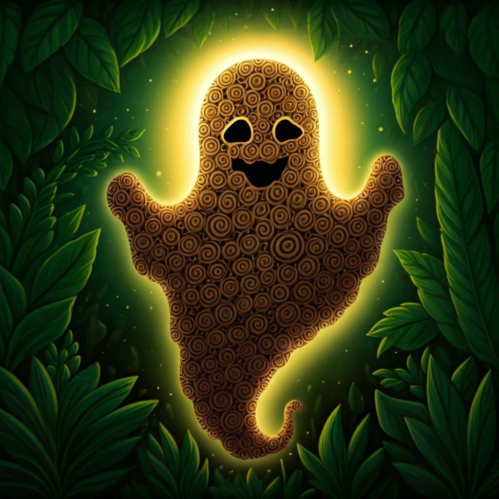 Whimsical Indian Ghost in Vibrant Folk Art Style