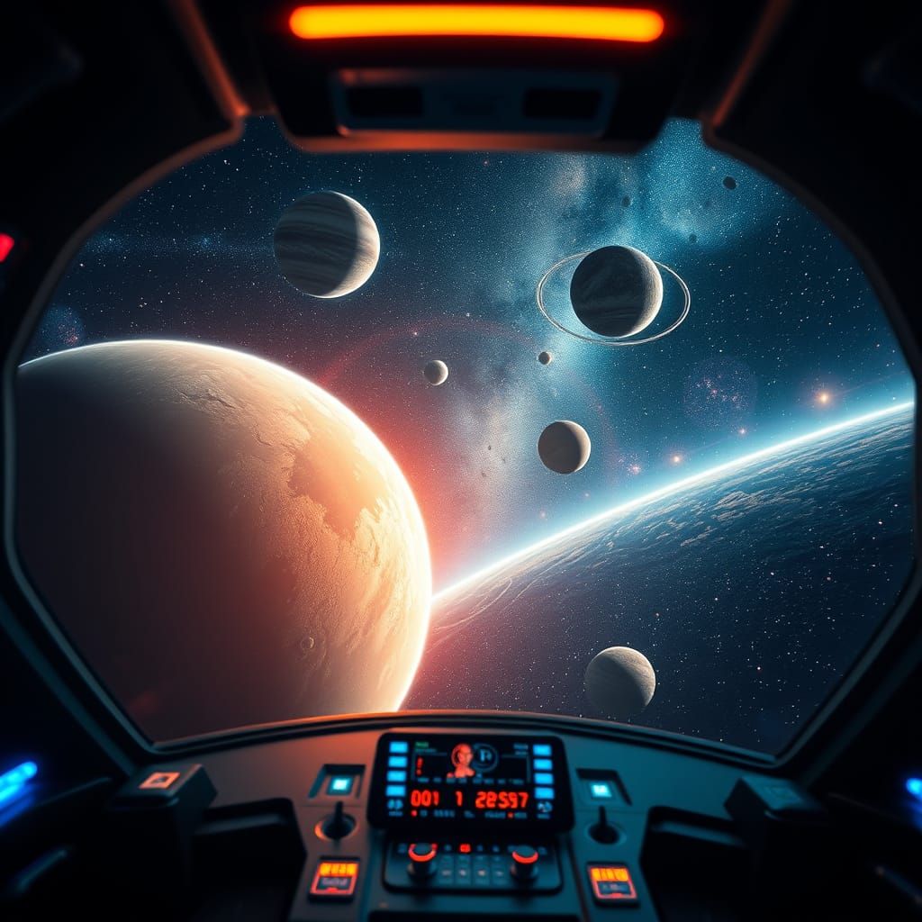 Galactic Space Odyssey in Neon Hues