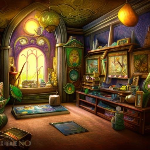 Vibrant Museum of Fairies in Watercolour Splash Art