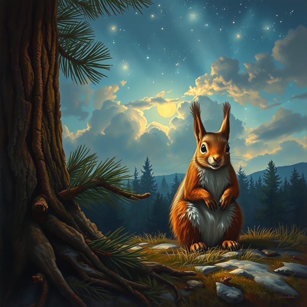 Whimsical Night Scene with Forest Floor Details