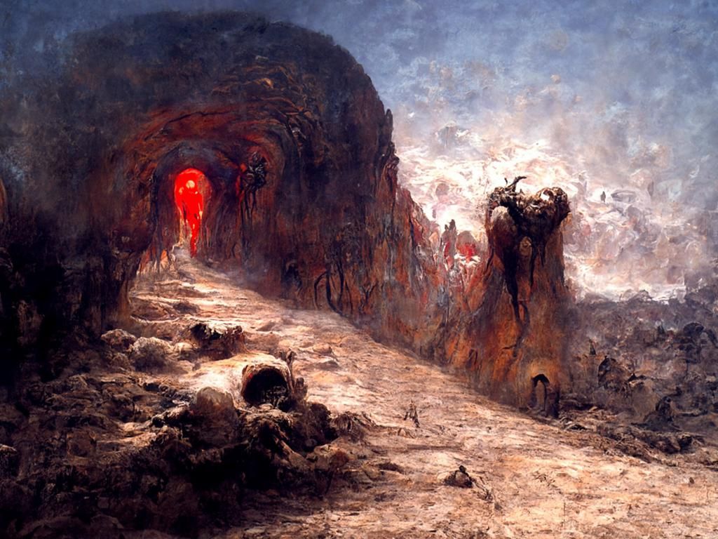 Surreal Hellscape with River of Blood