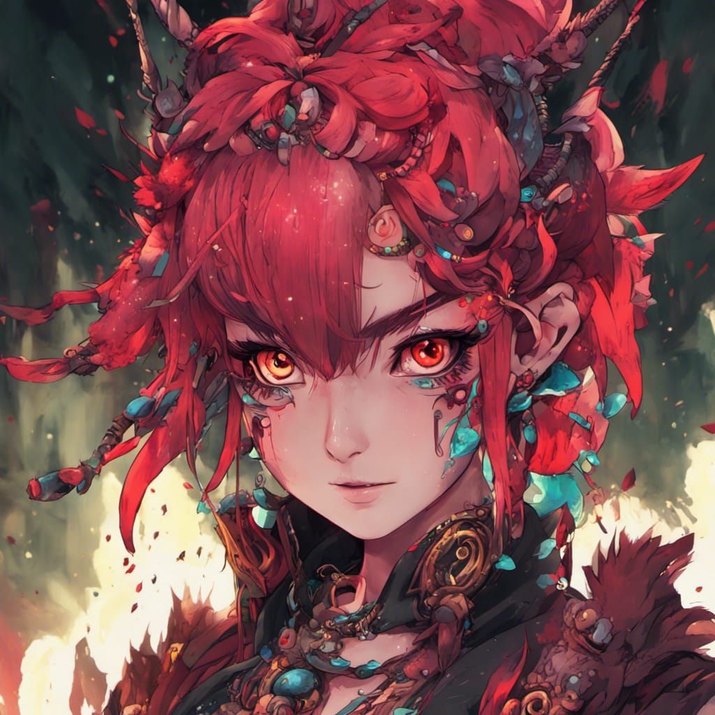 Menhera Girl with Crimson Eyes in Yamikawa Punk Style