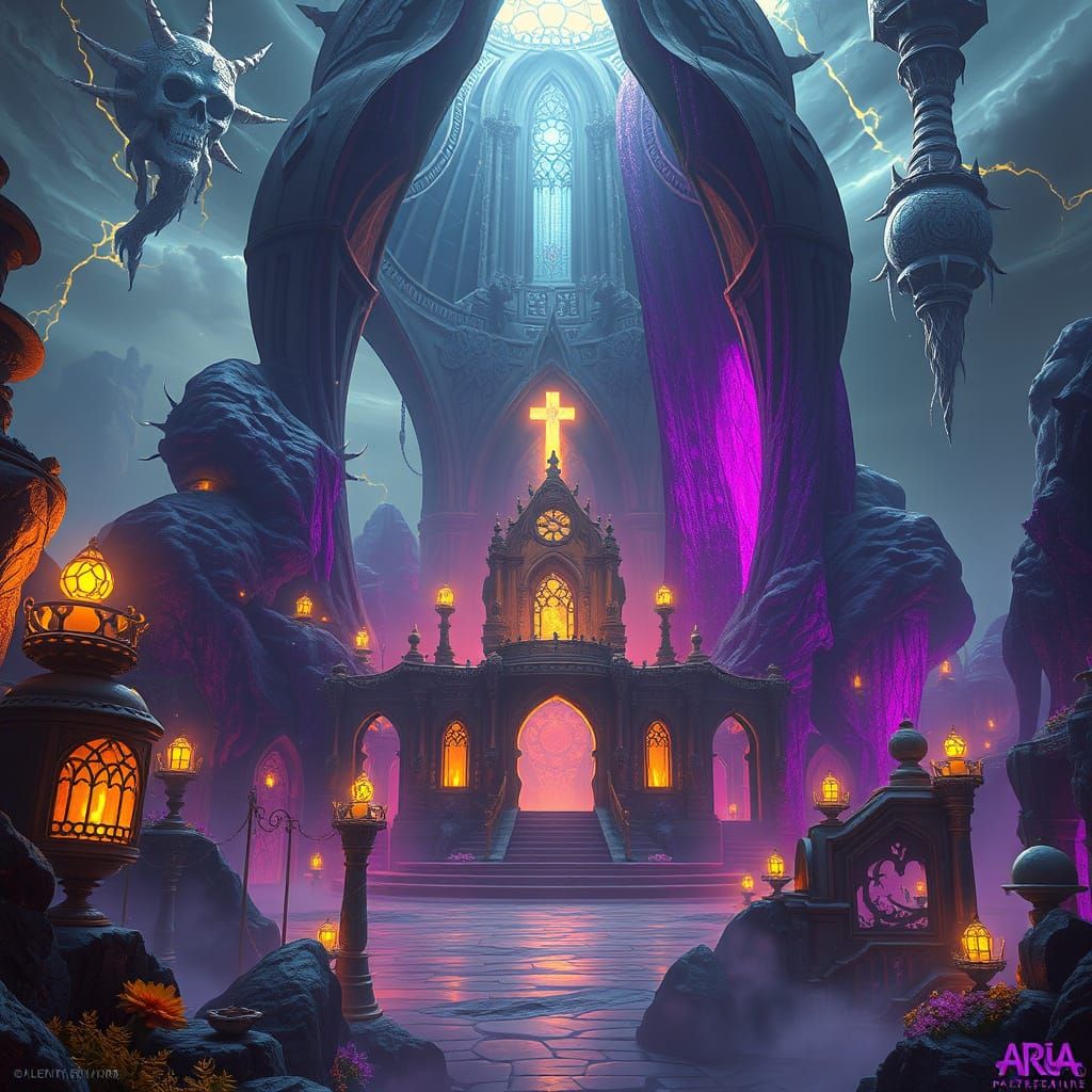 Mystical Sanctuary: Dark Fantasy Visionscape in 8k