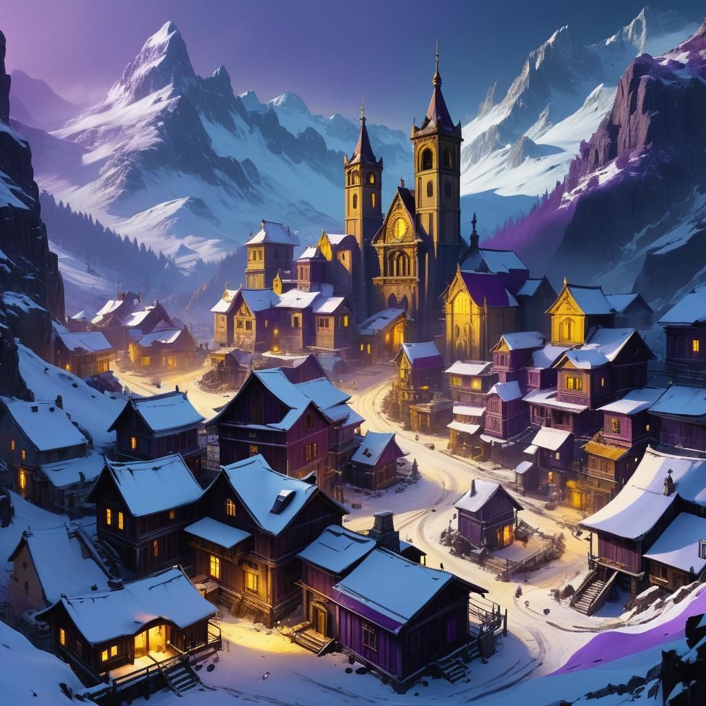 Winter Ghost Town: Dark Fantasy Concept Art