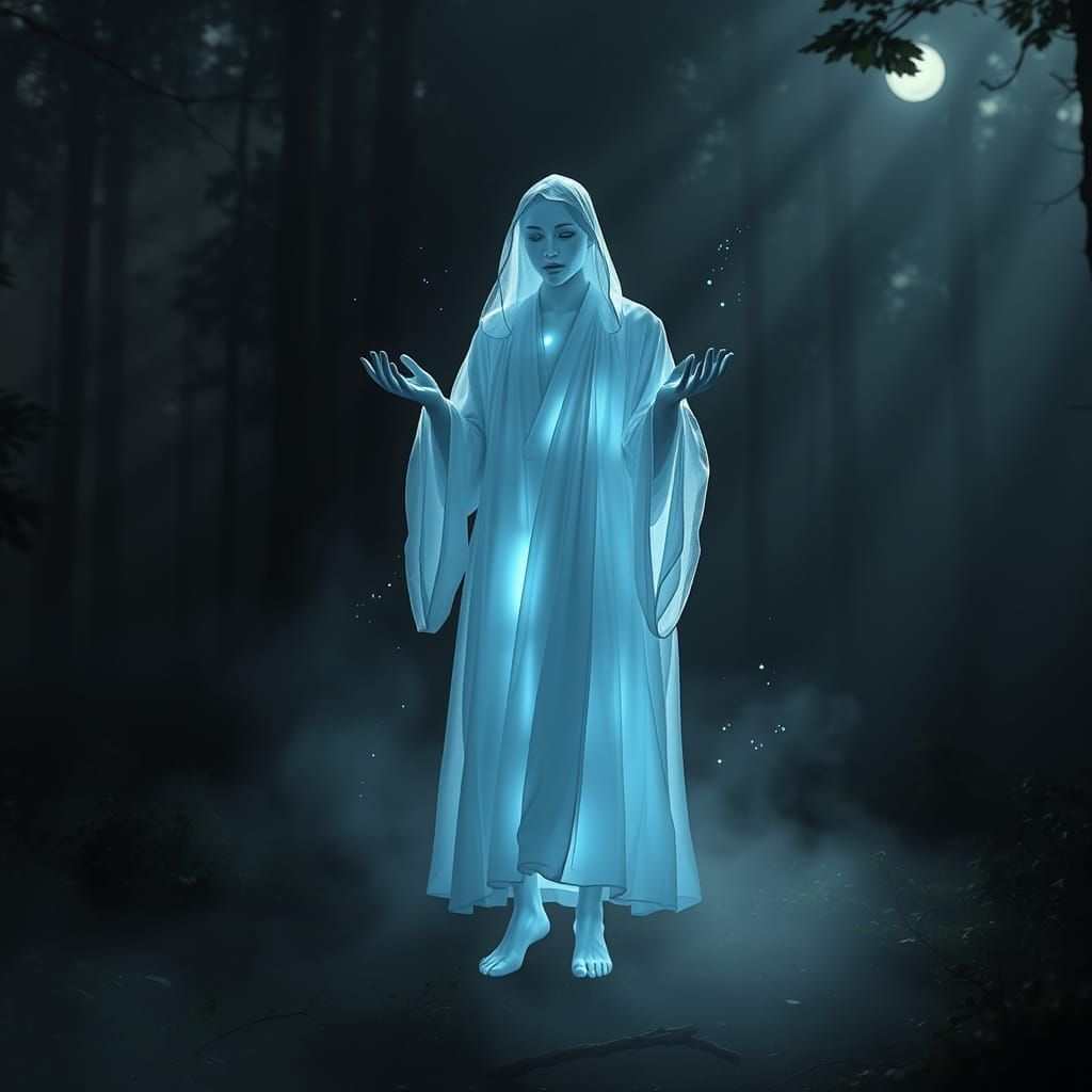 Ethereal Jedi Spirit in Misty Forest