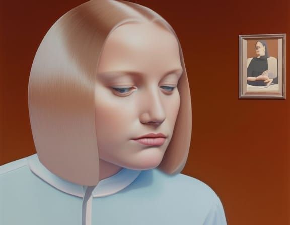Hyperrealistic Portrait of Girl with Smooth Hair