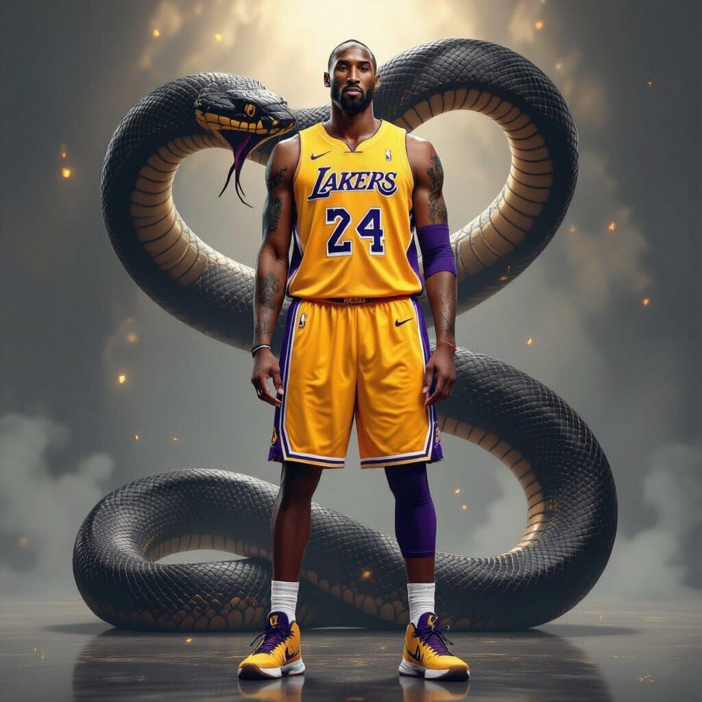 Kobe Bryant with Black Mamba: Photorealistic Portrait