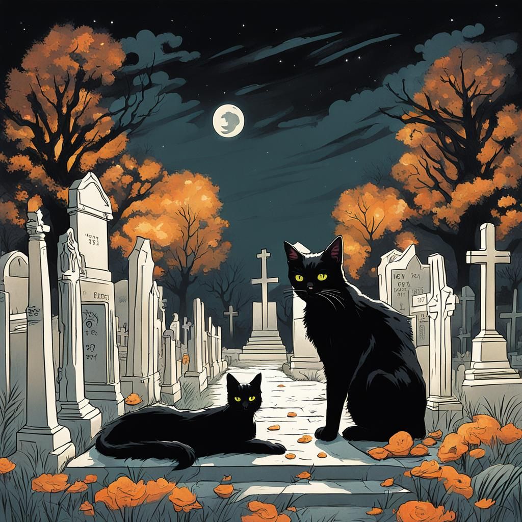 Black Cat in Cemetery, Sinister Art