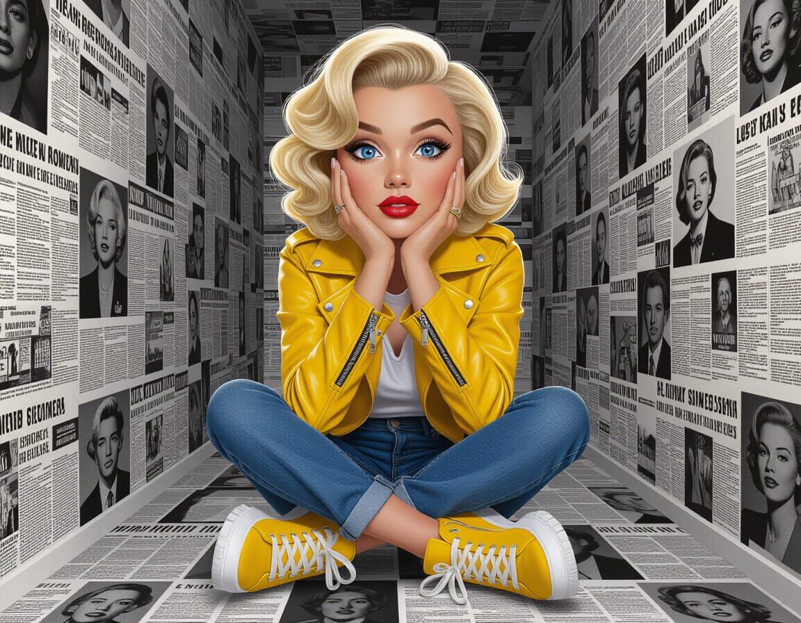 Digital Art Portrait of a Blonde Woman in Yellow Jacket