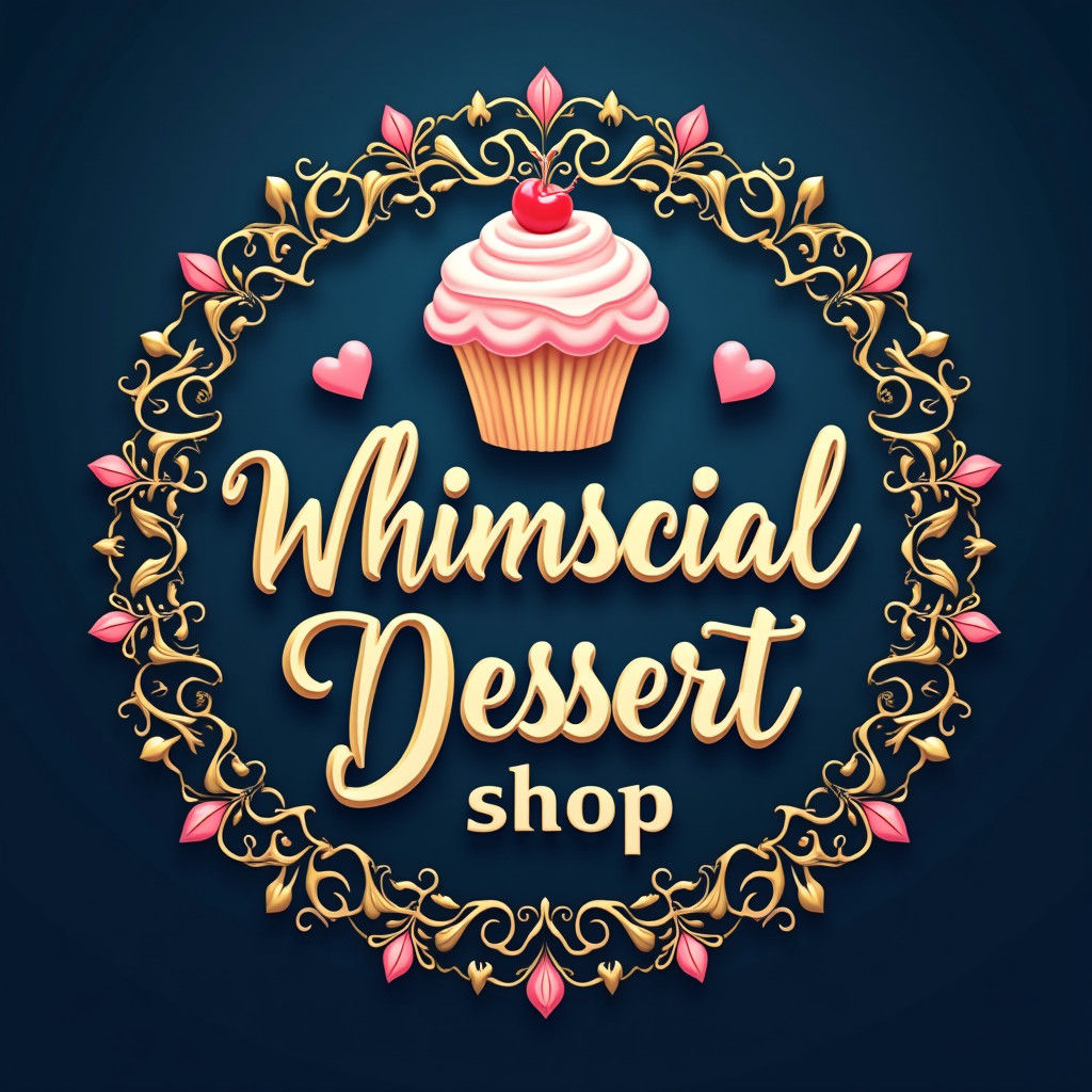 Dreamlike Dessert Shop Logo in Fantasy Art Style