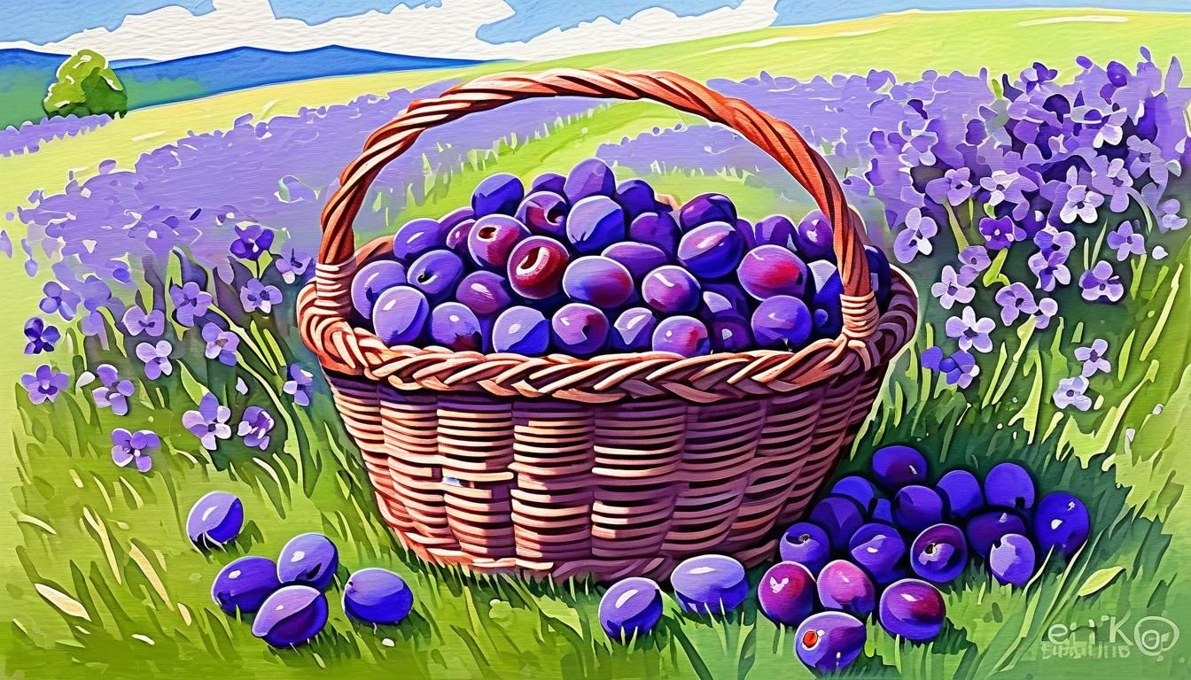 Plums and Violets in Gouache Impressionist Style