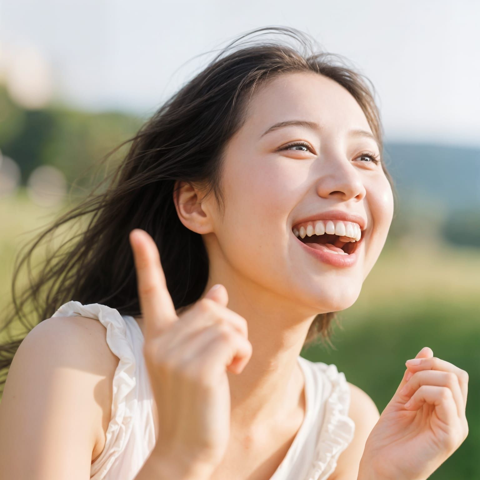 Woman Radiates Excitement and Love for Life