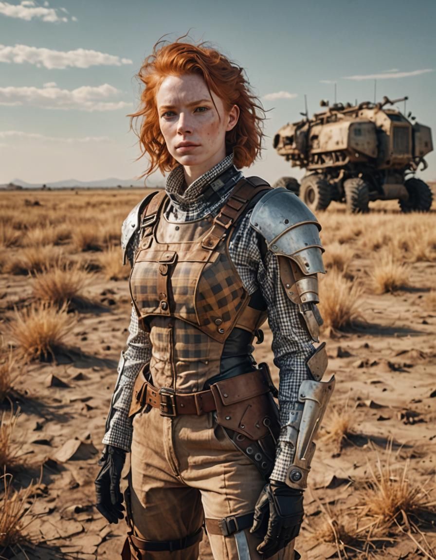 Post-Apocalyptic Farmer in Cyberpunk Armor