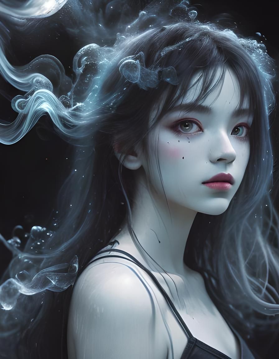 Underwater Grunge Girl in Dreamy Vapor Colors