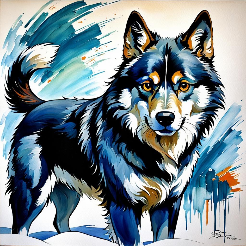 Abstract Balto Painting with Fine Details