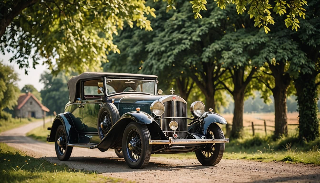 Antique Car in Countryside: Professional Photography