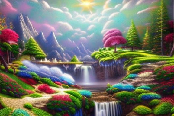 Diamond Embroidery: Ethereal Waterfall Scenery