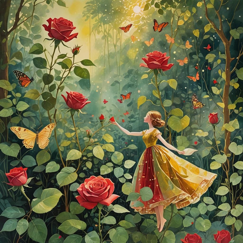 Velvety Roses in Watercolor with Ethereal Light