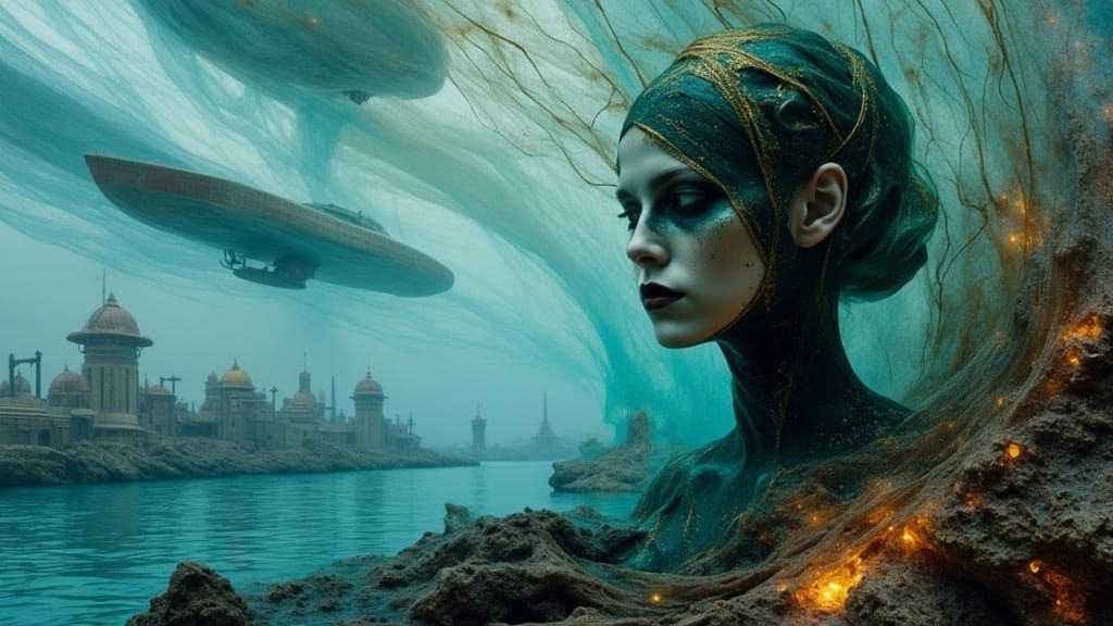 Futuristic Exoplanet Space-Port Concept Art