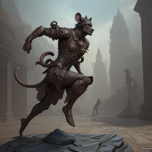 Bronze Statue of a Running Rat